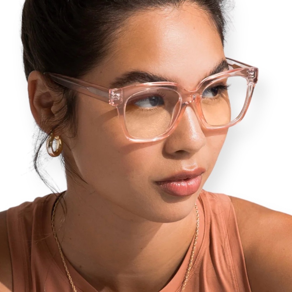 DIFF Bluelight Glasses Light Pink Crystal Frame Blue Light Technology Lens NWT